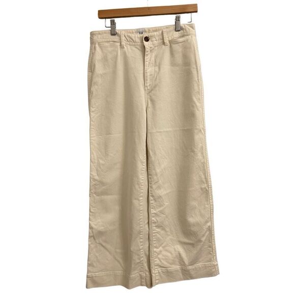 EUC GAP high-rise Wide-leg Cropped size 8 ivory - Picture 1 of 8